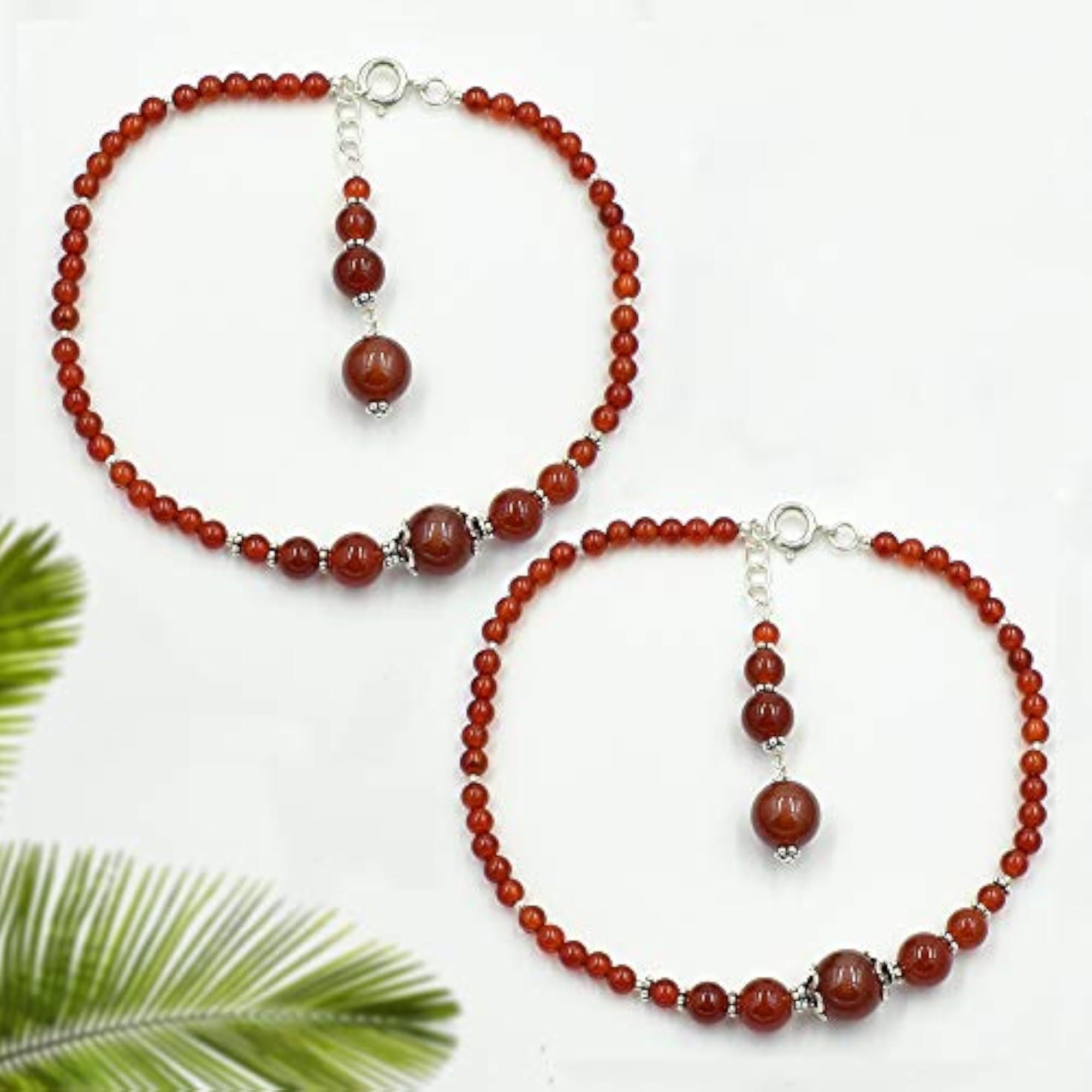 Natural Carnelian Gemstone Beaded Anklet for Women & Girls